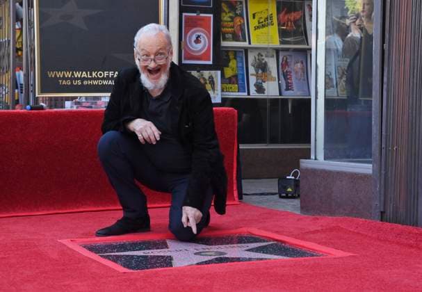 American actor and director Robert Englund, who is best known for his portrayal of the villainous Freddie Krueger kneels next to his star during an unveiling ceremony honoring him with the 2, 826th star on the Hollywood Walk of Fame in Los Angeles on Friday, October 31, 2025.  LAP2025103116 JIMxRUYMEN