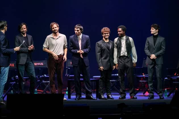 Lucca, The press conference for the Netflix Stranger Things 5 Global Events, One Last Adventure event during Lucca Comics & Games. Pictured: Finn Wolfhard, Gaten Matarazzo, Caleb McLaughlin, Noah Schnapp, Matt Duffer, and Ross Duffer.  Copyright: xAlessandroxBremecx xipa-agency.netx xx IPA_Agency_IPA67331846