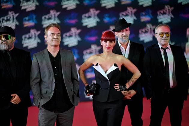 27th NRJ Music Awards Photocall Cannes..FC Patrice Focone, Jennifer Ayache, Michel Giovannetti and members of Superbus attends the Photocall during the 27th NRJ Music Awards on October 31, 2025 in Cannes, France. Photo by Franck Castel ABACAPRESS.COM Cannes France  Copyright: xCastelxFranck ABACAx