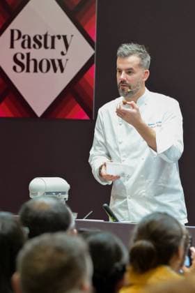 Salon Du Chocolat - Chefs from Le Bristol Maxence Barbot, Pastry Chef of Le Bristol Paris, during the Pastry Show of the 30rd Salon Du Chocolat Et De La Patisserie - Chocolate Fair held at Parc des Expositions Porte de Versailles on October 31, 2025 in Paris, France.Photo by Jana Call me J ABACAPRESS.COM Paris Ile de France France  Copyright: xJanaxCallxmexJ ABACAx