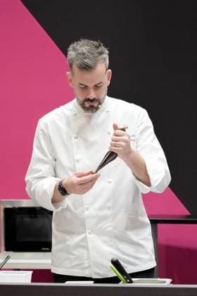 Salon Du Chocolat - Chefs from Le Bristol Maxence Barbot, Pastry Chef of Le Bristol Paris, during the Pastry Show of the 30rd Salon Du Chocolat Et De La Patisserie - Chocolate Fair held at Parc des Expositions Porte de Versailles on October 31, 2025 in Paris, France.Photo by Jana Call me J ABACAPRESS.COM Paris Ile de France France  Copyright: xJanaxCallxmexJ ABACAx