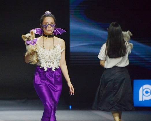 SHANGHAI, CHINA - OCTOBER 31: A pet owner and her pet walk the runway during the 5th Petjoy Fashion Week at Shanghai Fashion Center on October 31, 2025 in Shanghai, China. The 2025 Petjoy Fashion Week opened on October 31 in Shanghai, bringing together global brands, innovative designs, and lifestyle trends that highlight the fast-growing pet industry.  Copyright: xVCGx 111600987227