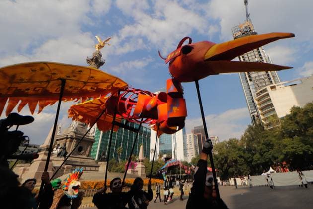 Annual Dia de Muertos Parade Persons taking part during the 2025 Dia de Muertos Parade at Paseo de la Reforma avenue on the Day of the Dead celebration. 1.5 million people attended the annual Dia de Muertos Parade. on November 1, 2025 in Mexico City, Mexico. (Photo by Carlos Santiago Eyepix Group) Copyright: xCarlosxSantiagox xEyepixxGroupx CS_01112025_124834