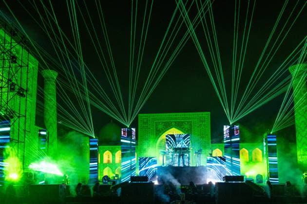 Jean-Michel Jarre At Concert on Registan Square - Samarkand Jean-Michel Jarre performs on the famous Registan Square, as Samarkand hosts the 43rd UNESCO General Conference, a historic gathering of all member states outside Paris for the first time in 40 years, in Samarkand, Uzbekistan, on November 1st, 2025. Photo by Ammar Abd Rabbo ABACAPRESS.COM Samarkand Uzbekistan  Copyright: xAbdxRabboxAmmar ABACAx