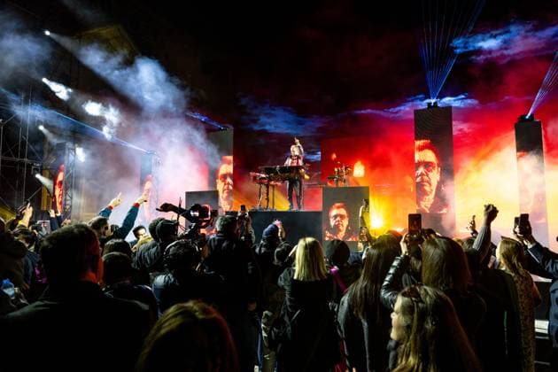 Jean-Michel Jarre At Concert on Registan Square - Samarkand Jean-Michel Jarre performs on the famous Registan Square, as Samarkand hosts the 43rd UNESCO General Conference, a historic gathering of all member states outside Paris for the first time in 40 years, in Samarkand, Uzbekistan, on November 1st, 2025. Photo by Ammar Abd Rabbo ABACAPRESS.COM Samarkand Uzbekistan  Copyright: xAbdxRabboxAmmar ABACAx