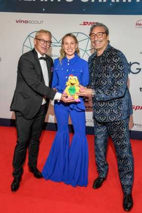 abb Laughing Daniel Kloss, Evelyn Weigert and Mousse T as guests at the 14 Laughing Hearts Charity Gala 2025, at the JW Marriott Hotel Berlin on 01 11 2025 in Berlin Berlin Germany
