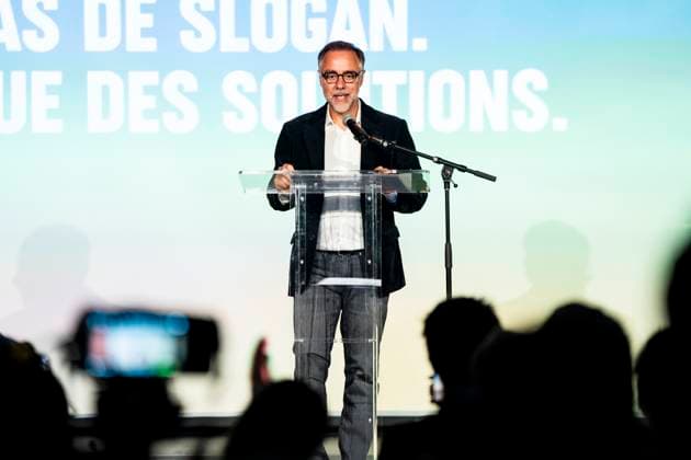 November 2, 2025, Montreal, Pq, CANADA: Projet Montro al Leader and mayoral candidate Luc Rabouin gives remarks after loosing the mayoral election, at the Projet Montro al election party on election night in Montreal, Sunday, Nov. 2, 2025. Montreal CANADA  - ZUMAc35_ 20251102_zaf_c35_272 Copyright: xChristopherxKatsarovx