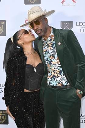 Shahidah Omar, with husband J B Smoove at the VIP Par Tee at the 6 Rod Dedeaux Foundation Charity Event at Riviera Country Club Los Angeles, 02 11 2025 Foto:xD.xStarbuckx xFuturexImagex dedeaux_5123