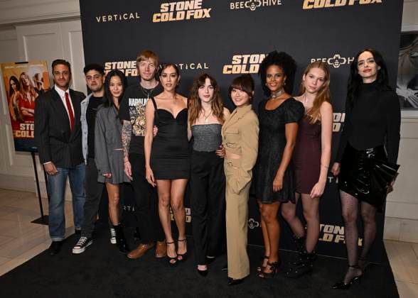 November 2, 2025, Beverly Hills, California, USA: (L-R) ADAM ELSHAR, JAMIE CHUNG, SPENSER GRANESE, MISHEL PRADA, KIERNAN SHIPKA, KAREN FUKUHARA, GABRIELLE MAIDEN, BLUESY BURKE, and KRYSTEN RITTER attend Stone Cold Fox Los Angeles Red Carpet Premiere. Beverly Hills USA - ZUMAb173 20251102_aap_b173_080 Copyright: xBillyxBennightx