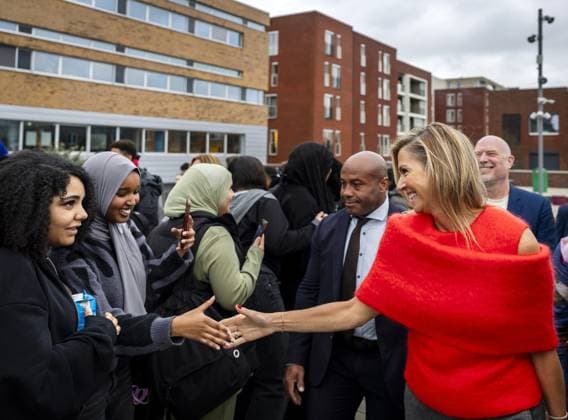 HAARLEM Queen Maxima and outgoing State Secretary Judith Tielen (Youth, Prevention and Sport) will arrive at Haarlem College for a visit. During the visit, which focuses on the Leading Locals network of MIND Us, the mental health of young people will be discussed. ANP REMKO DE WAAL netherlands out - belgium out  Copyright: xx x541132223x originalFilename: 541132223.jpg