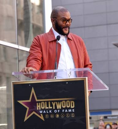 Tyler Perry attends an unveiling ceremony honoring Sherri Shepherd with the 2,827th star on the Hollywood Walk of Fame in Los Angeles on Monday, November 3, 2025.  LAP20251103843 GREGxGRUDT