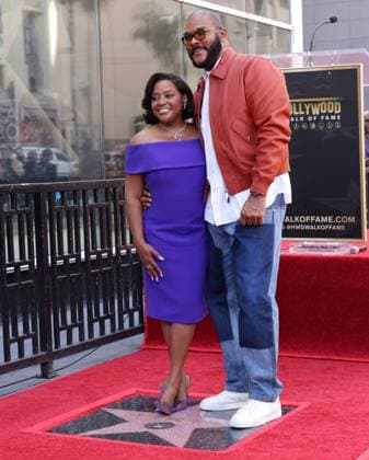 Sherri Shepherd and Tyler Perry attend an unveiling ceremony honoring Sherri Shepherd with the 2,827th star on the Hollywood Walk of Fame in Los Angeles on Monday, November 3, 2025.  LAP20251103890 GREGxGRUDT