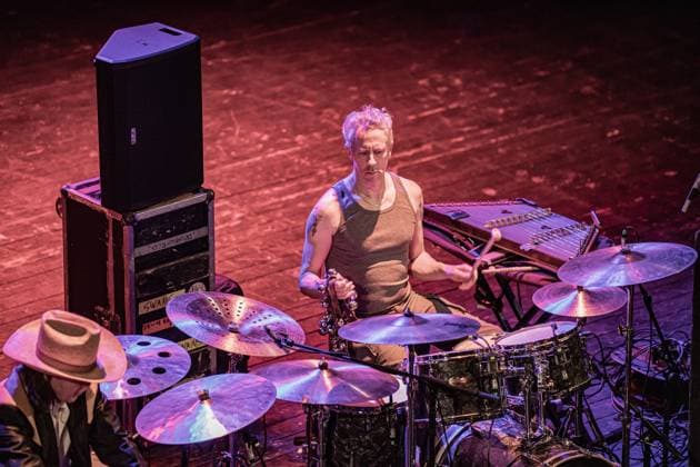 Swans live at Teatro Nuovo in Ferrara - 03 Nov 2025 Swans drummer Phil Puleo performs live at the Teatro Nuovo. The Swans concert is coming up this fall for Ferrara Sotto le Stelle. Ferrara Italy Copyright: xCarloxVerganix xSOPAxImagesx IMG_1011
