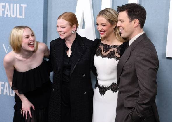 NEW YORK, NY - NOVEMBER 3: Dakota Fanning, Sarah Snook, Abby Elliott and Jake Lacy at the Peacock Original premiere screening of All Her Fault on November 3, 2025 at SVA Theater in New York City. Copyright: xMediaPunchx