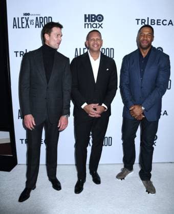 November 3, 2025, New York, Ny, United States: Tom Brady, Alex Rodriguez and Michael Strahan attend the New York Premiere Screening of Alex vs ARod . Held at the DGA Theater in New York. November 3, 2025. New York United States - ZUMAp281 20251103_zea_p281_022 Copyright: xPhotoxImagexPressx
