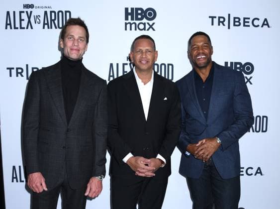 November 3, 2025, New York, Ny, United States: Tom Brady, Alex Rodriguez and Michael Strahan attend the New York Premiere Screening of Alex vs ARod . Held at the DGA Theater in New York. November 3, 2025. New York United States - ZUMAp281 20251103_zea_p281_025 Copyright: xPhotoxImagexPressx
