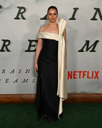November 3, 2025, Hollywood, California, USA: English actress FELICITY JONES attends the Los Angeles Premiere Of Netflix s Train Dreams Hollywood USA - ZUMAb173 20251103_aap_b173_013 Copyright: xBillyxBennightx