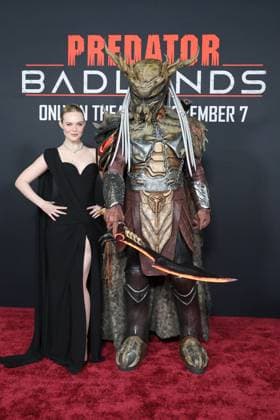 November 3, 2025, Los Angeles, California, USA: Elle Fanning at the World Premiere of 20th Century Studios Predator: Badlands at the TCL Chinese Theatre IMAX Los Angeles USA - ZUMAg107 20251103_zep_g107_040 Copyright: xNinaxPrommerx