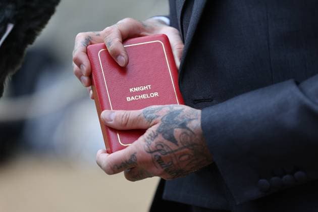 David Beckham is knighted at Windsor Castle. David Beckham is knighted at Windsor Castle., Credit:Richard Pohle Avalon  Copyright: xRichardxPohlex xAvalonx 1050268342