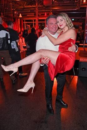 Peter Klein with girlfriend Yvonne Woelke at the premiere of the new ProSieben show Die Abrechnung Der Promi Showdown at Festsaal Kreuzberg in Berlin on 04 11 2025