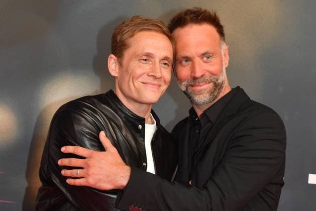 Matthias Schweighoefer and director Erik Schmitt at the Das Leben der Wuensche film premiere on 4 11 2025 at the Mathaeser Filmpalast in Munich Matthias Schweighoefers Das Leben der Wuensche film premiere in Munich