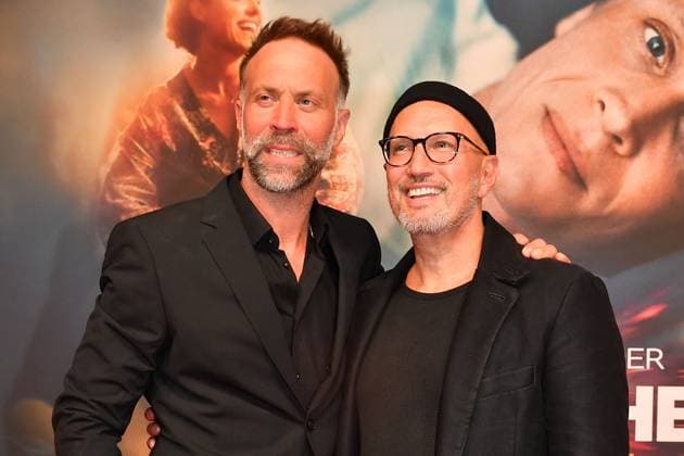 Director Erik Schmitt and Benno Fuermann at the Das Leben der Wuensche film premiere on 4 11 2025 at the Mathaeser Filmpalast in Munich Matthias Schweighoefers Das Leben der Wuensche film premiere in Munich