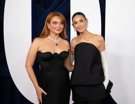 Samantha Barry and Demi Moore arrive on the red carpet for the Glamour Women of the Year Awards on Tuesday, November 4, 2025 at The Plaza Hotel in New York City.  NYP20251104597 SERENAxXUxNING