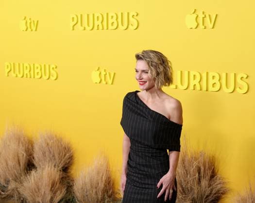Rhea Seehorn attends the world premiere of the Apple TV series Pluribus at the DGA Theater on Tuesday, November 4, 2025. Pluribus will make its global debut on Apple TV with its first two episodes on Friday, November 7, 2025, followed by new episodes every Friday through December 26. Storyline: The most miserable person on Earth must save the world from happiness.  LAP20251104803 GREGxGRUDT
