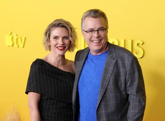 Rhea Seehorn and Vince Gilligan attend the world premiere of the Apple TV series Pluribus at the DGA Theater on Tuesday, November 4, 2025. Pluribus will make its global debut on Apple TV with its first two episodes on Friday, November 7, 2025, followed by new episodes every Friday through December 26. Storyline: The most miserable person on Earth must save the world from happiness.  LAP20251104816 GREGxGRUDT