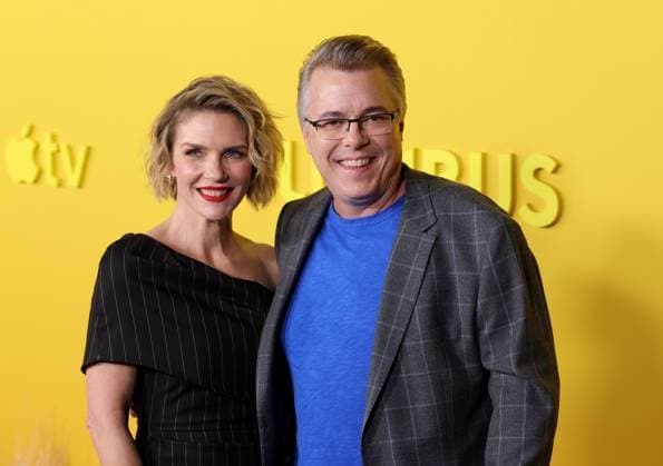 Rhea Seehorn and Vince Gilligan attend the world premiere of the Apple TV series Pluribus at the DGA Theater on Tuesday, November 4, 2025. Pluribus will make its global debut on Apple TV with its first two episodes on Friday, November 7, 2025, followed by new episodes every Friday through December 26. Storyline: The most miserable person on Earth must save the world from happiness.  LAP20251104818 GREGxGRUDT