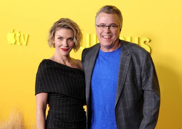 Rhea Seehorn and Vince Gilligan attend the world premiere of the Apple TV series Pluribus at the DGA Theater on Tuesday, November 4, 2025. Pluribus will make its global debut on Apple TV with its first two episodes on Friday, November 7, 2025, followed by new episodes every Friday through December 26. Storyline: The most miserable person on Earth must save the world from happiness.  LAP20251104820 GREGxGRUDT
