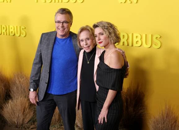 Vince Gilligan, Carol Burnett and Rhea Seehorn attend the world premiere of the Apple TV series Pluribus at the DGA Theater on Tuesday, November 4, 2025. Pluribus will make its global debut on Apple TV with its first two episodes on Friday, November 7, 2025, followed by new episodes every Friday through December 26. Storyline: The most miserable person on Earth must save the world from happiness.  LAP20251104851 GREGxGRUDT