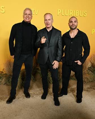 November 4, 2025, Hollywood, California, USA: PATRICK FABIAN, BOB ODENKIRK and MICHAEL MANDO attend the Red Carpet World Premiere Of Apple TV+ s Pluribus Hollywood USA - ZUMAb173 20251104_aap_b173_006 Copyright: xBillyxBennightx
