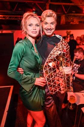 abb Abrechnung Sara Kulka and Sam Dylan as guests at the exclusive pre-screening of the new Pro Sieben reality show Die Abrechnung Der Promi Showdown at Festsaal Kreuzberg Berlin on 04 11 2025in Berlin Berlin Germany