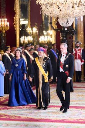 Spanish King Felipe VI and Queen Letizia with Sultan of Oman Haitham bin Tariq al Busaid a gala dinner at the RoyalPalace, in Madrid, due to the official trip of Oman Sultan to Spain, in Madrid on Tuesday, 4 November 2025. Cordon Press 