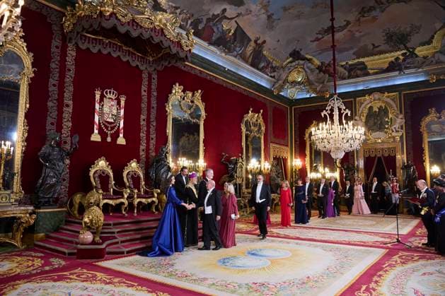 Spanish King Felipe VI and Queen Letizia with Sultan of Oman Haitham bin Tariq al Busaid a gala dinner at the RoyalPalace, in Madrid, due to the official trip of Oman Sultan to Spain, in Madrid on Tuesday, 4 November 2025. Cordon Press  miguelcordoba