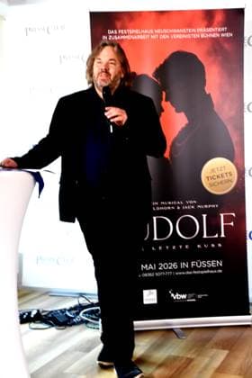 Benjamin Sahler Director, Festspielhaus Neuschwanstein Munich 05 11 2025 Press Club Munich Presentation Musical at Festspielhaus Neuschwanstein German premiere of RUDOLF Der letzte Kuss Fuessen Foto Muenchen