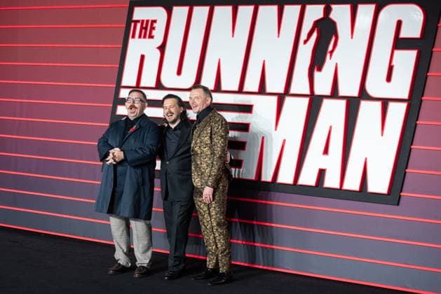 The Running Man UK Premiere in London - 05 Nov 2025 Nick Frost, Edgar Wright and Simon Pegg attend The Running Man UK Premiere at Odeon Luxe Leicester Square. London United Kingdom Copyright: xLoredanaxSangiulianox xSOPAxImagesx LSangiuliano-0549