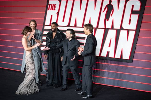 The Running Man UK Premiere in London - 05 Nov 2025 Lee Pace, Colman Domingo, Emilia Jones, Edgar Wright and Glen Powell attend The Running Man UK Premiere at Odeon Luxe Leicester Square. London United Kingdom Copyright: xLoredanaxSangiulianox xSOPAxImagesx LSangiuliano-0355