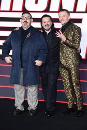 Nick Frost, Edgar Wright and Simon Pegg at the premiere of the movie The Running Man at Odeon Luxe Leicester Square London, 05 11 2025 Foto:xS.xVasx xFuturexImagex running_5233