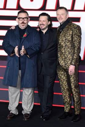 Nick Frost, Edgar Wright and Simon Pegg at the premiere of the movie The Running Man at Odeon Luxe Leicester Square London, 05 11 2025 Foto:xS.xVasx xFuturexImagex running_5234