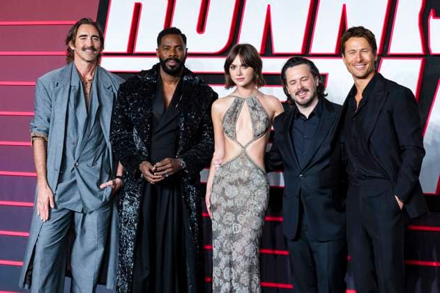 Lee Pace, Colman Domingo, Emilia Jones, Edgar Wright and Glen Powell at the premiere of the movie The Running Man at the Odeon Luxe Leicester Square London, 05 11 2025 Foto:xJ.xEdwardsx xFuturexImagex running_5312