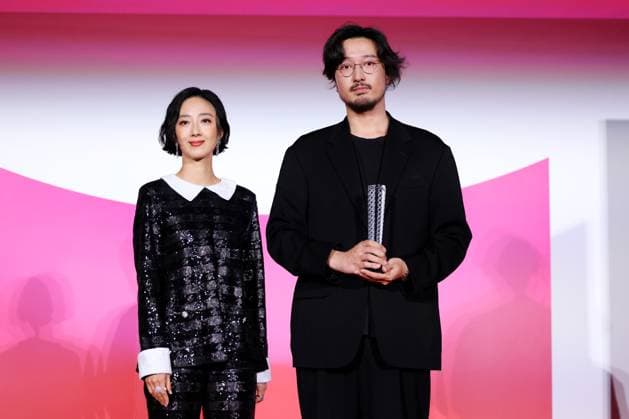 Gwei Lun-mei, Wang Chuan-jun, November 05, 2025 - Gwei Lun-mei, Wang Chuan-jun, speak after winning Award for Best Actor for the film Mothertongue during the 38th Tokyo International Film Festival. award ceremony, in Tokyo, Japan on November 05, 2025.  aflo_309485563