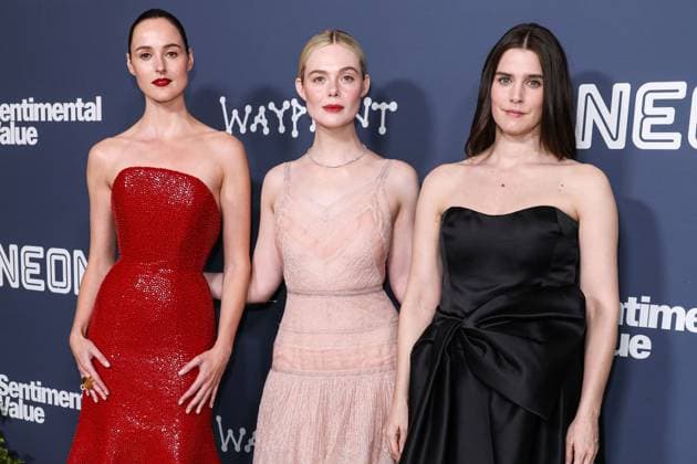 Los Angeles Premiere Of Neon s Sentimental Value Norwegian actress Renate Reinsve wearing a Schiaparelli FW25 Couture gown, American actress and singer Elle Fanning wearing a Fendi Couture dress and Cartier jewelry and Norwegian actress Inga Ibsdotter Lilleaas arrive at the Los Angeles Premiere Of Neon s Sentimental Value held at the DGA Theater Complex at The Directors Guild of America in Los Angeles, California, United States. DGA Theater Complex at The Directors Guild of America, Los Angeles, California, USA California United States  Copyright: xImagexPressxAgencyx originalFilename: collin-losangel251106_npWvb.jpg