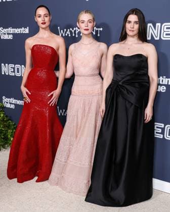 Los Angeles Premiere Of Neon s Sentimental Value Norwegian actress Renate Reinsve wearing a Schiaparelli FW25 Couture gown, American actress and singer Elle Fanning wearing a Fendi Couture dress and Cartier jewelry and Norwegian actress Inga Ibsdotter Lilleaas arrive at the Los Angeles Premiere Of Neon s Sentimental Value held at the DGA Theater Complex at The Directors Guild of America in Los Angeles, California, United States. DGA Theater Complex at The Directors Guild of America, Los Angeles, California, USA California United States  Copyright: xImagexPressxAgencyx originalFilename: collin-losangel251106_npKTN.jpg