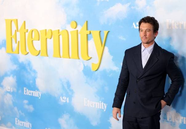Miles Teller attends the Los Angeles Special Screening of A24 s Eternity at the AMC Century City 15 in Los Angeles, CA on Wednesday, November 5, 2025. Storyline: In an afterlife where souls have one week to decide where to spend eternity, Joan is faced with the impossible choice between the man she spent her life with and her first love, who died young and has waited decades for her to arrive.  LAP20251105818 GREGxGRUDT