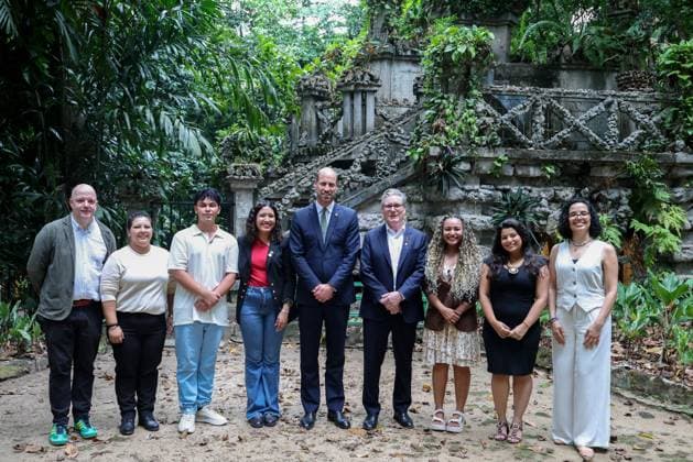 The Prince of Wales Attends COP30 06 11 2025. BelÃ m, Brazil. At the Museu Emilio Goeldi, The Prince of Wales and British Prime Minister Sir Keir Starmerdiscussed with 15 young leaders how youth in Brazil are responding to the most pressing global issues, including climate action, inclusion, the future of work, and civic and political participation. They also heard about the findings of the Next Generation Brazil study on climate literacy, education and employment., Credit:Pete Maclaine Avalon Brazil, BelÃ m  Copyright: xPetexMaclainex xAvalonx 1050802928