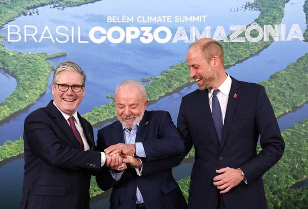 The Prince of Wales Attends COP30 06 11 2025. BelÃ m, Brazil. The Prince of Wales and British Prime Minister Sir Keir Starmer meet the President of Brazil, Luiz Inacio Lula during the World Leaders Summit at COP30., Credit:Pete Maclaine Avalon Brazil, BelÃ m  Copyright: xPetexMaclainex xAvalonx 1050803093