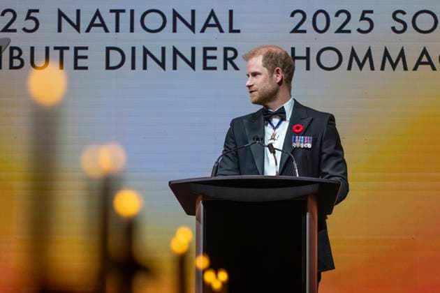 November 6, 2025, Toronto, On, Canada: Prince Harry delivers remarks at the True Patriot Love s National Tribute Dinner in Toronto on Thursday, Nov. 6, 2025. The annual event, organized by the True Patriot Love Foundation, honours Canada s military community and raises funds to support active service members, veterans and their families. Toronto Canada  - ZUMAc35_ 20251106_zaf_c35_204 Copyright: xEduardoxLimax