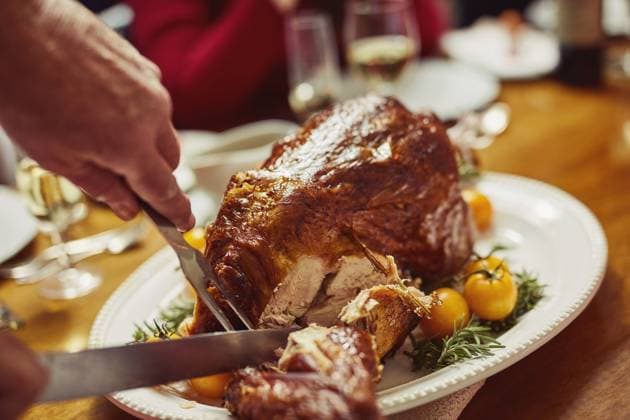 Hands, turkey and cutting for feast, thanksgiving and meat for reunion of family, dinner or celebration. Chicken, fork and knife for slice, holiday or people in dining room, Christmas or food in home Hands, turkey and cutting for feast, thanksgiving and meat for reunion of family, dinner or celebration. Chicken, fork and knife for slice, holiday or people in dining room, Christmas or food in home., model released, , 61720590.jpg RECORD DATE NOT STATED